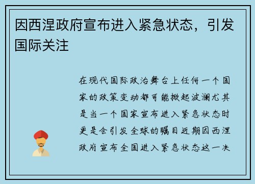 因西涅政府宣布进入紧急状态，引发国际关注